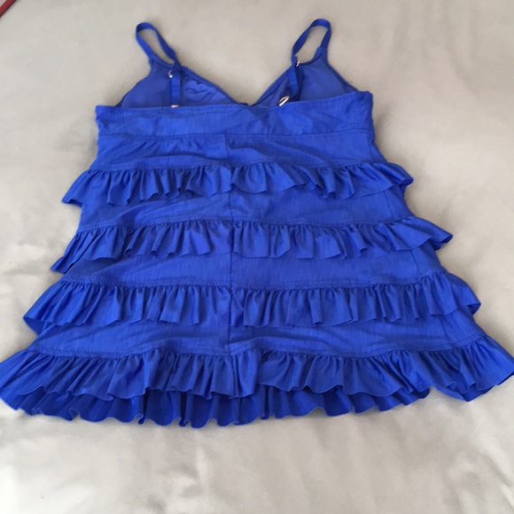 Betsey Johnson Swim Royal Blue Ruffle Two Piece Swimsuit, Size Medium - Picture 9 of 16